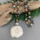 Thumbnail: Tricolored Beaded Necklace: White Agate Geode Slice Pendant