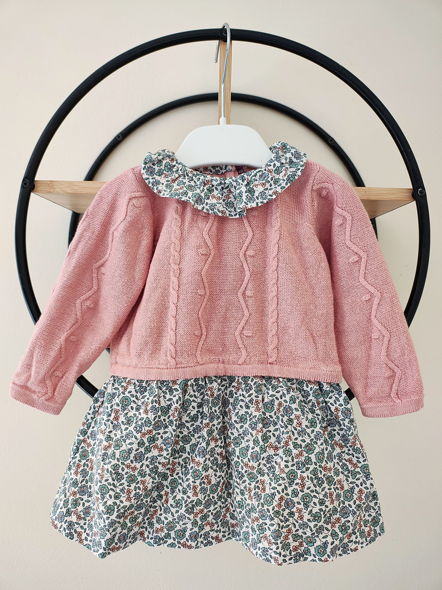 3 mois robe bi matière col claudine tape a l'oeil 