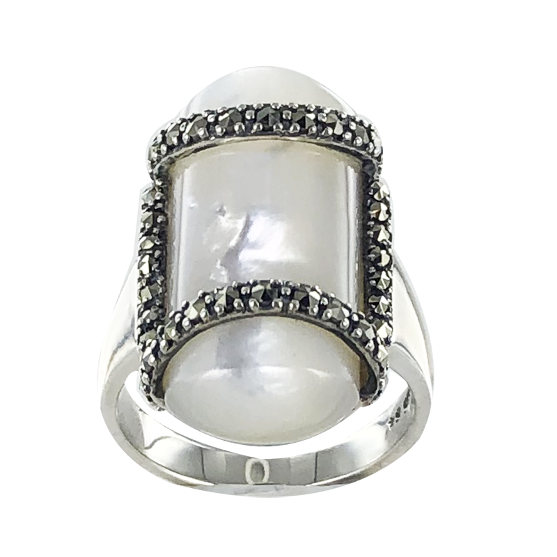 Bague en Argent 925 (Nacre - Marcassites)