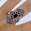 Miniature : Bague en Argent 925 (Grenat - Email rouge - Marcassites)