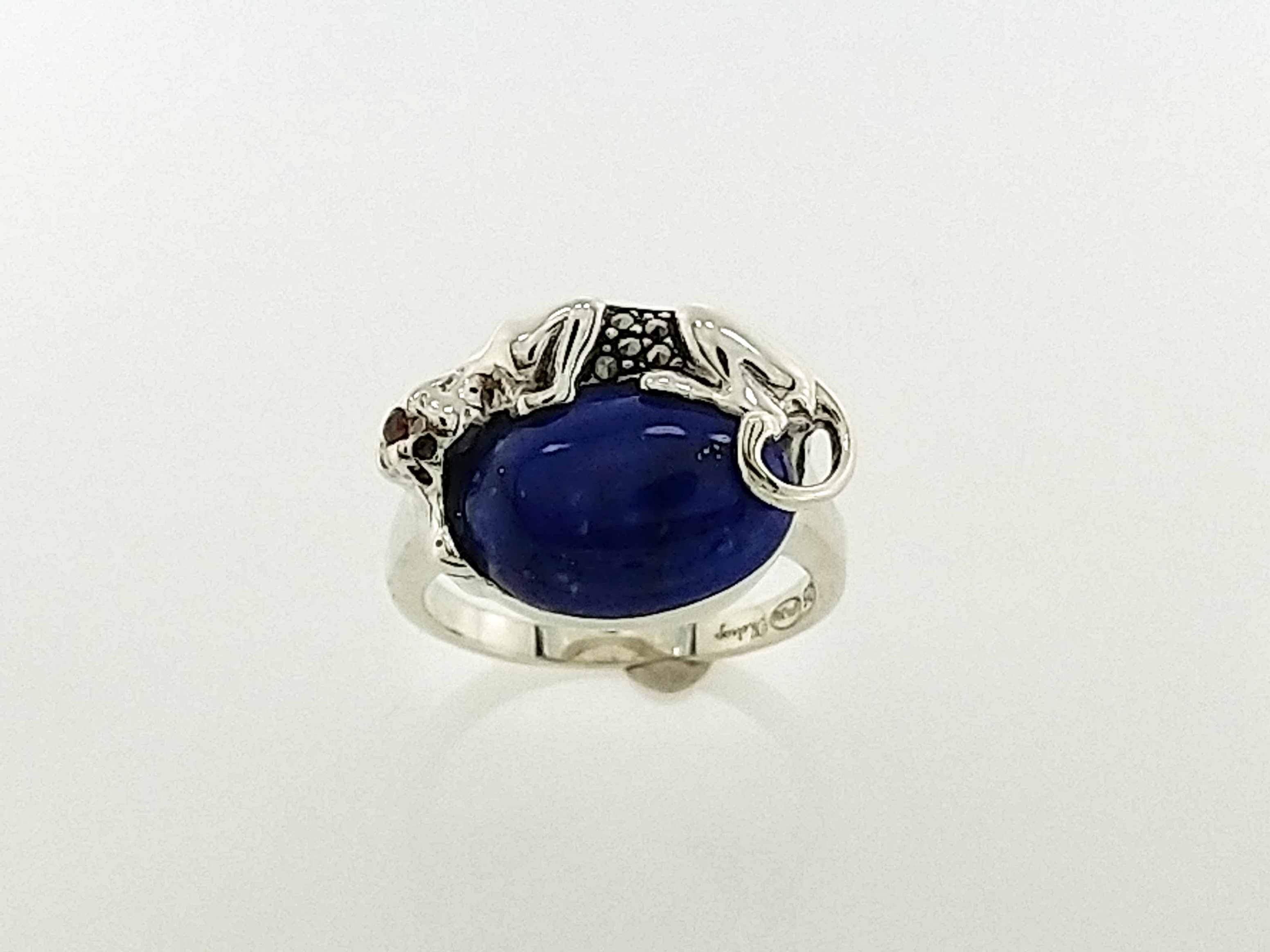 Bague Argent 925 (Lapis - Grenat - Marcassites)