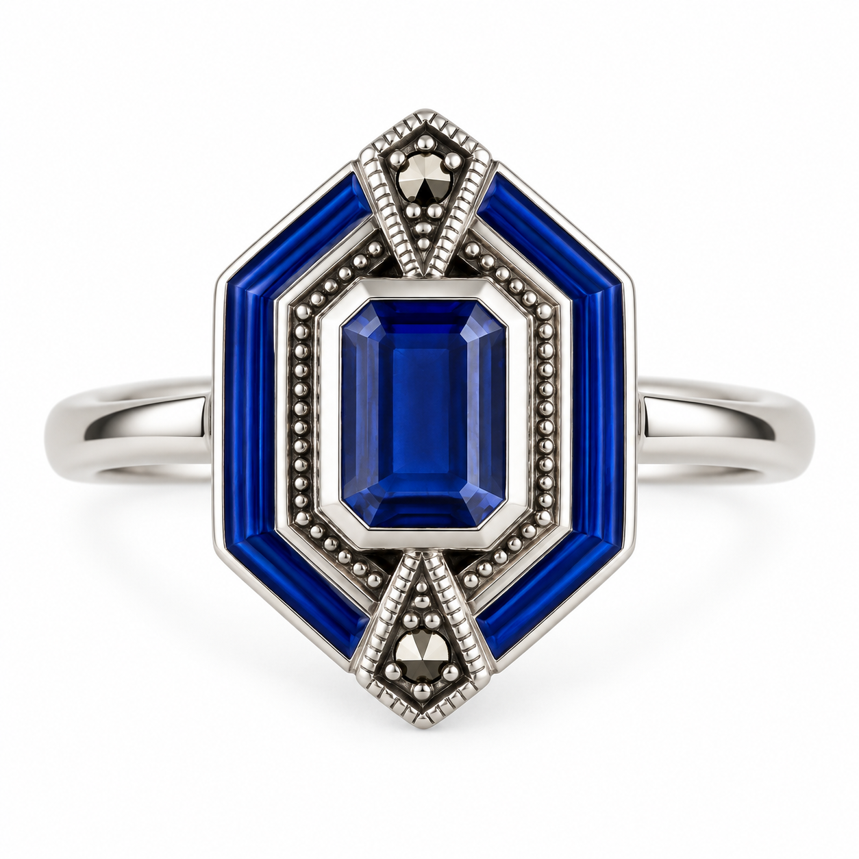 Bague en argent 925 ( Lapis lazuli - Marcassites )