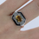Miniature : Bague en Argent 925 (Citrine - Email Noir - Marcassites)