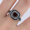 Miniature : Bague En Argent 925 (Grenat - Émail noir - Marcassites)