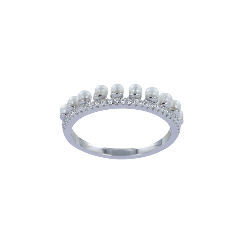 Bague en Argent 925 (Perles de Cultures - Oxyde de Zirconium)