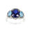 Miniature : Bague En Argent 925° (Calcédoine - Imitation Saphir - Marcassites)
