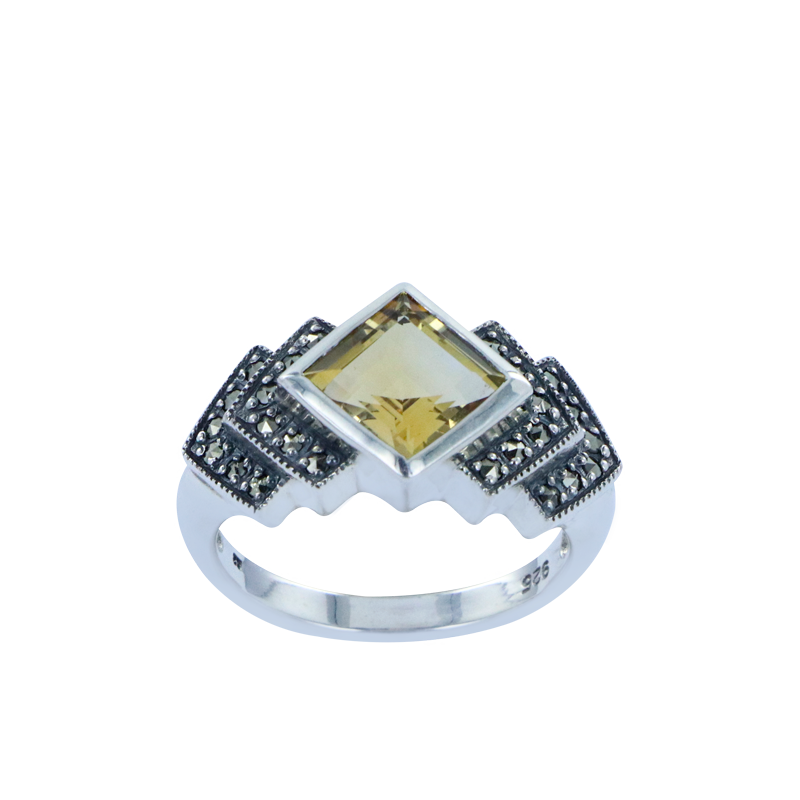 Bague En Argent 925 (Citrine - Marcassites)