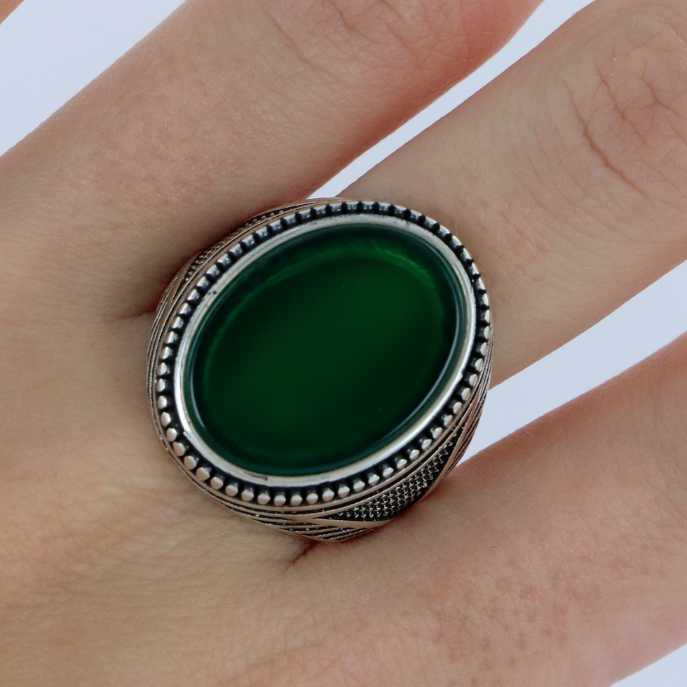 Miniature : Bague en Argent 925 (Agate Verte)