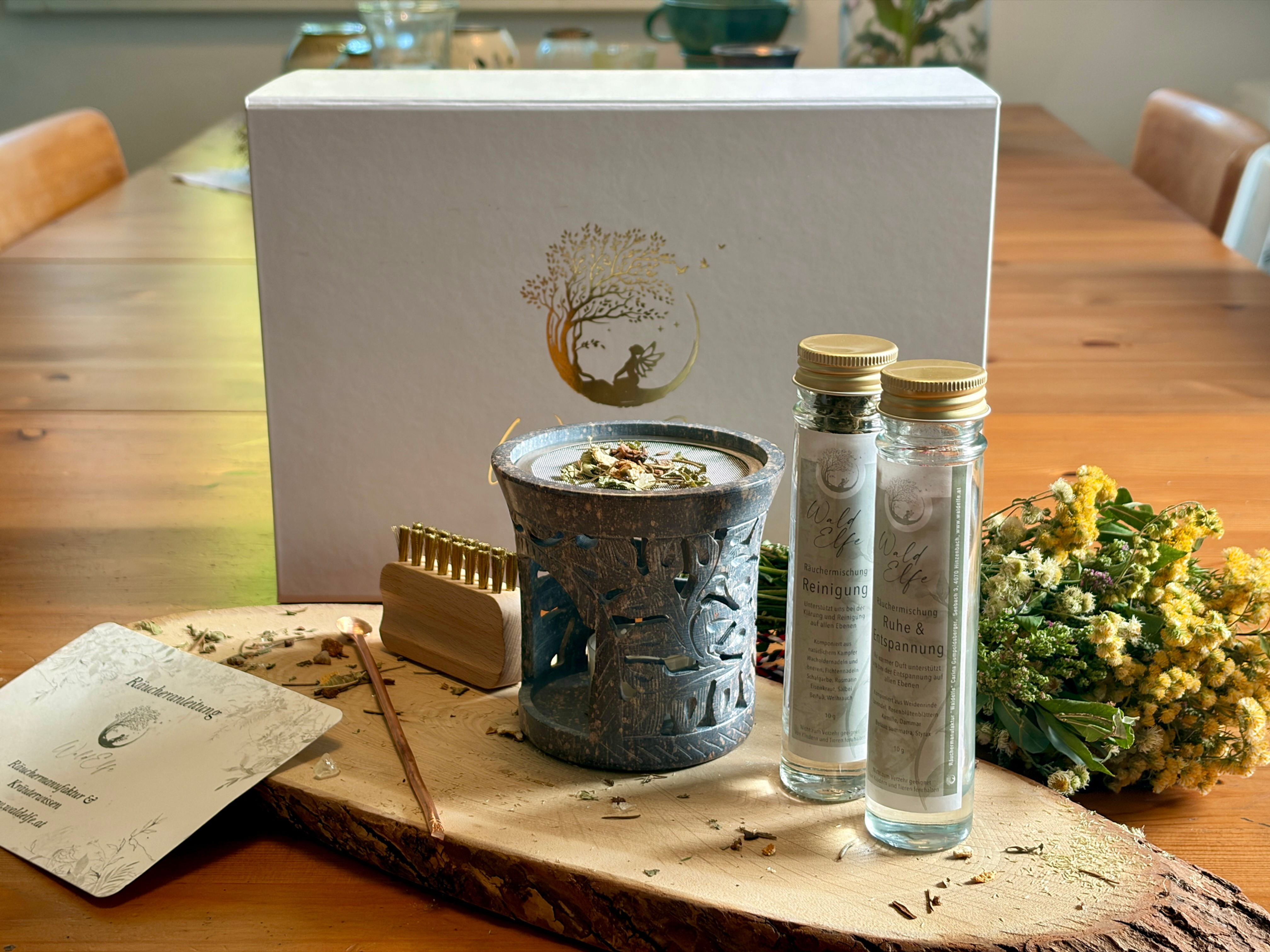 Waldelfe Premium-Geschenkset mit Räucherstövchen