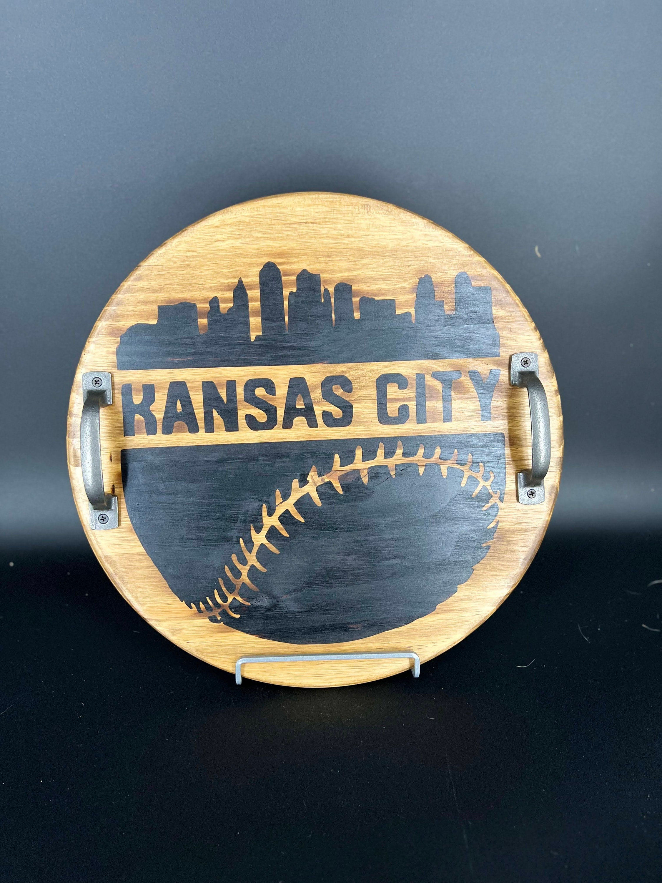 Charcuterie Board - Kansas City with Baseball and skyline Serving Tray Meat and