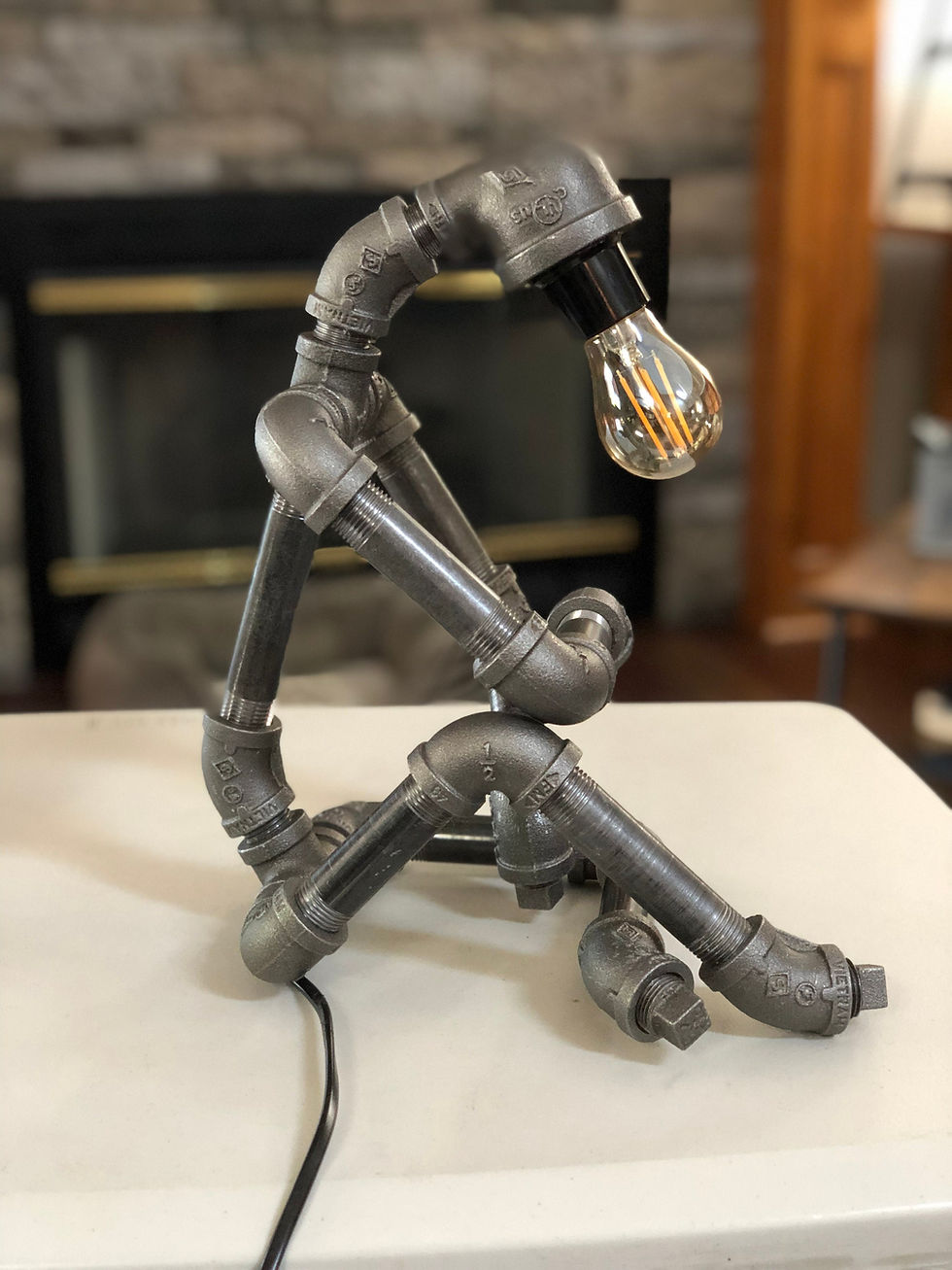 Thumbnail: Industrial Pipe Thinking Man Lamp"Tobias"