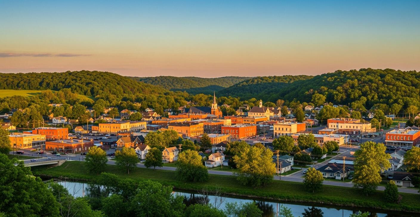 Golden hour over Sparta, Wisconsin.