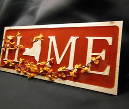 NY Home decor sign accented with faux tree branch