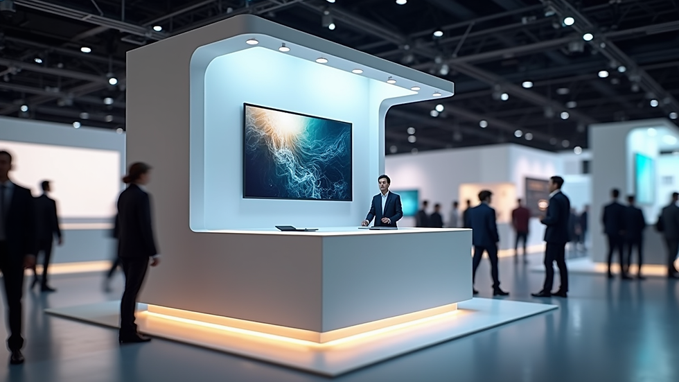 Close-up view of a branded virtual booth in a digital expo