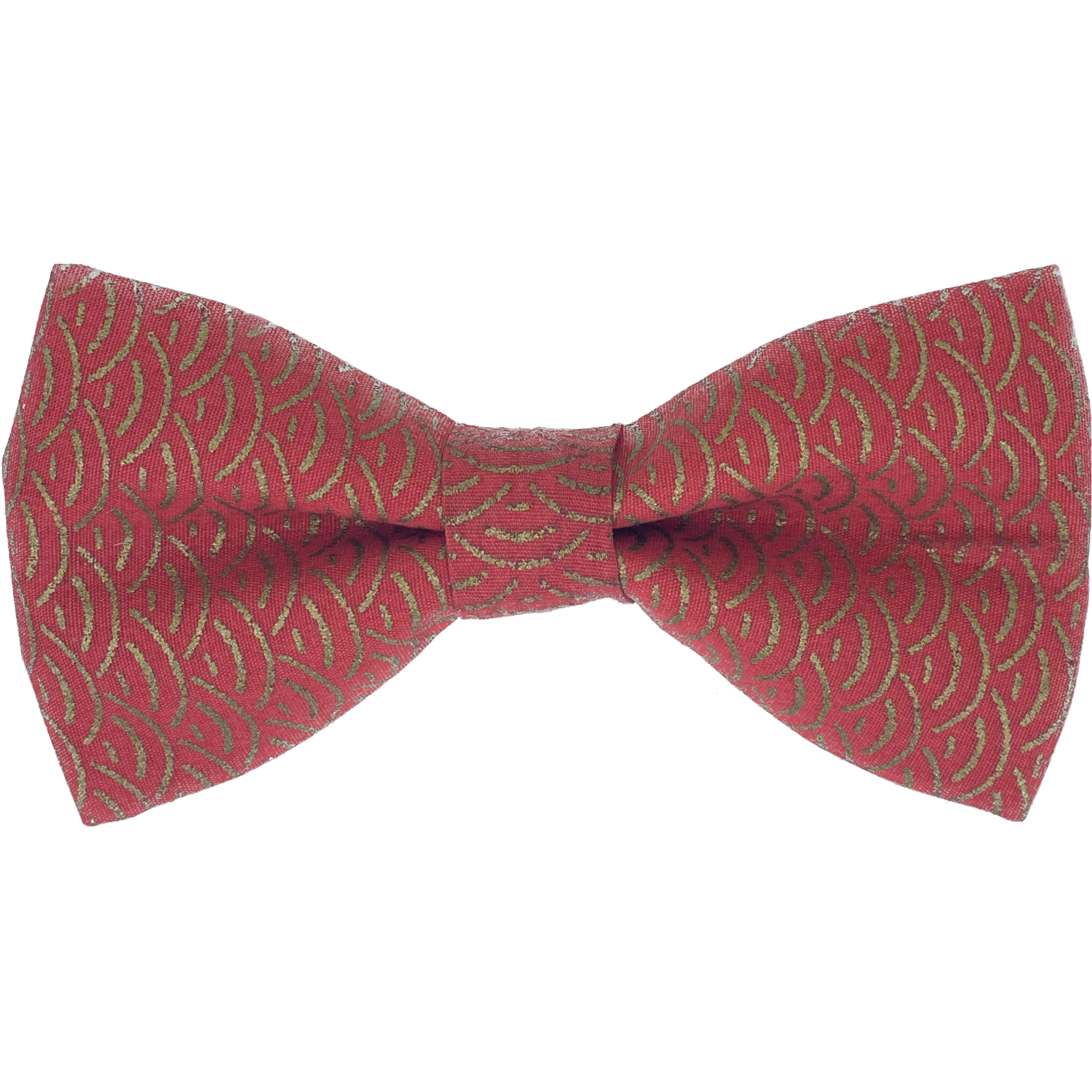 Noeud papillon en tissu japonais rouge motif vague doré