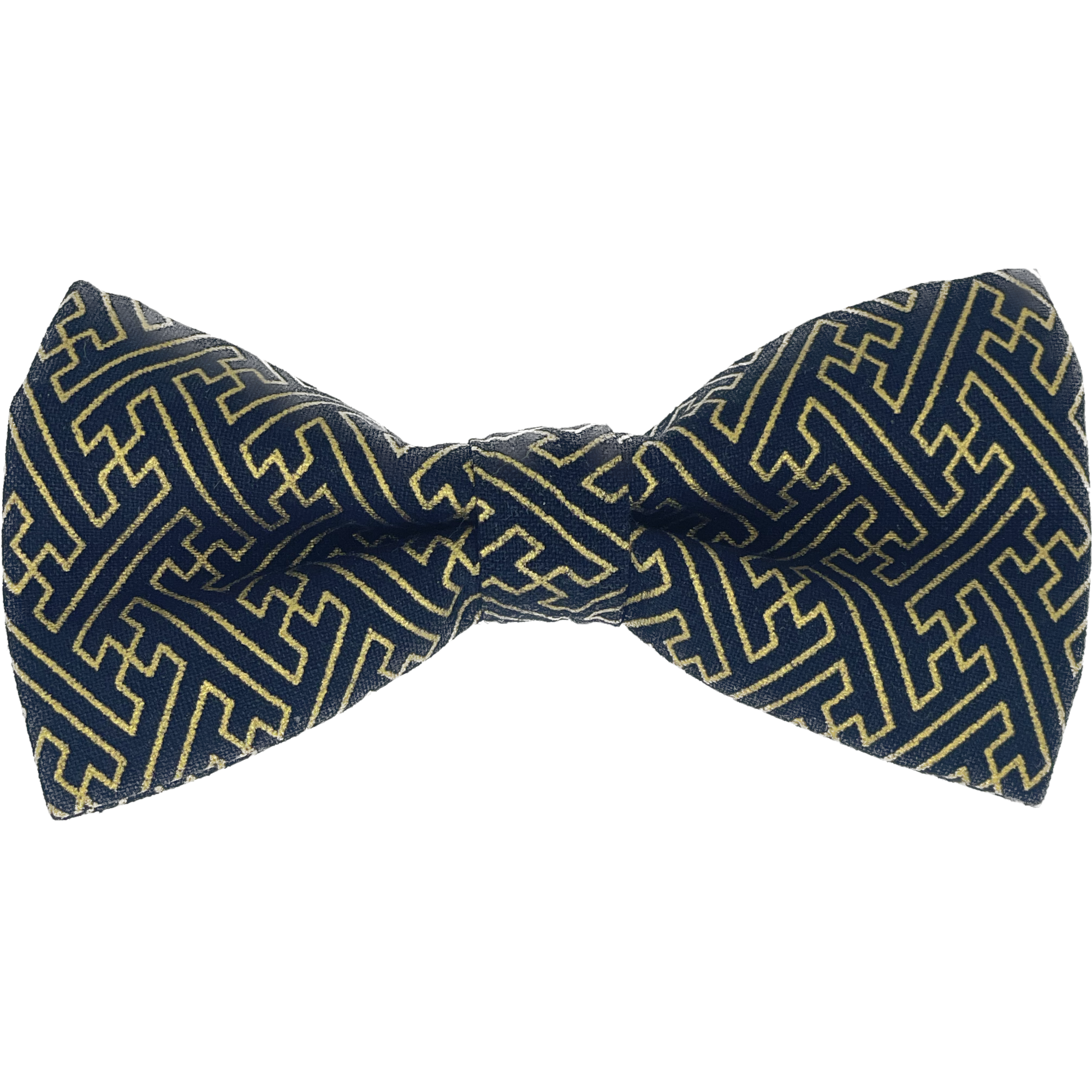 Noeud papillon en tissu japonais noir motif géométrique doré