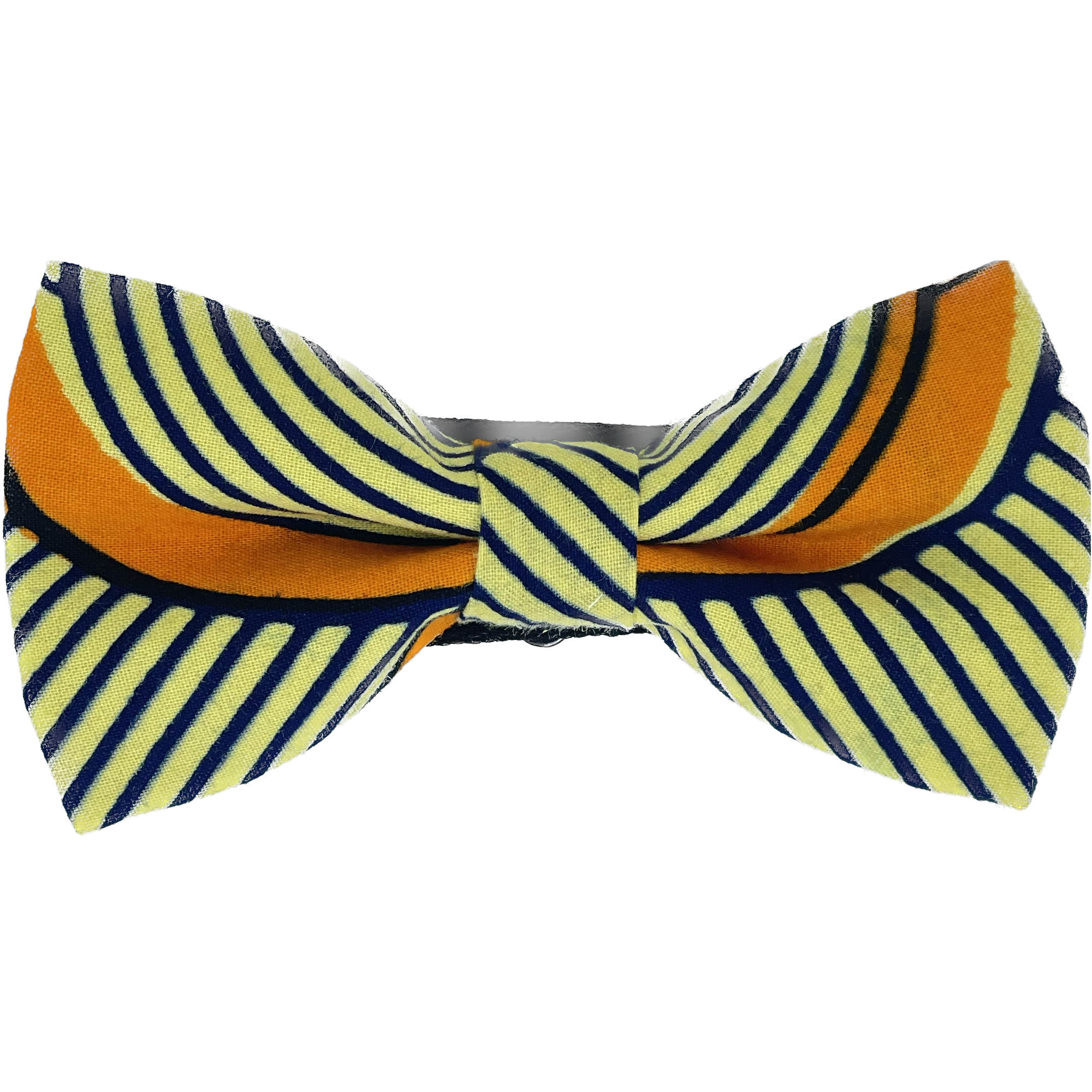 Noeud papillon en wax beige rayé bleu marine motif orange