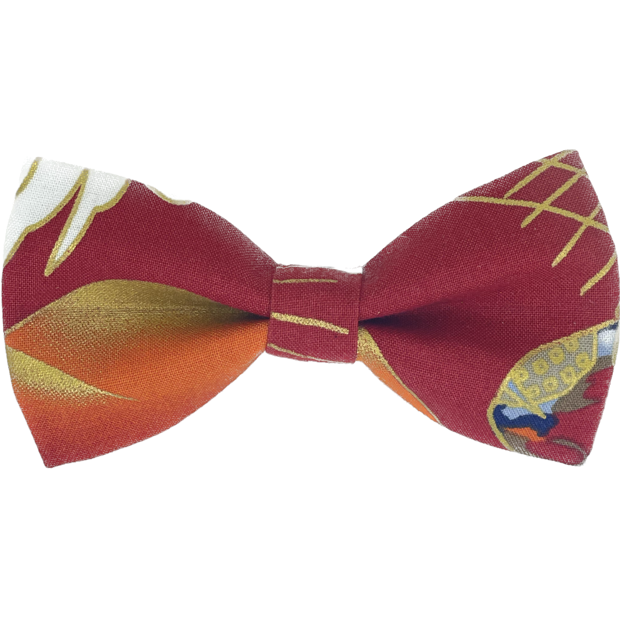 Noeud papillon en tissu japonais paysage rouge orangé