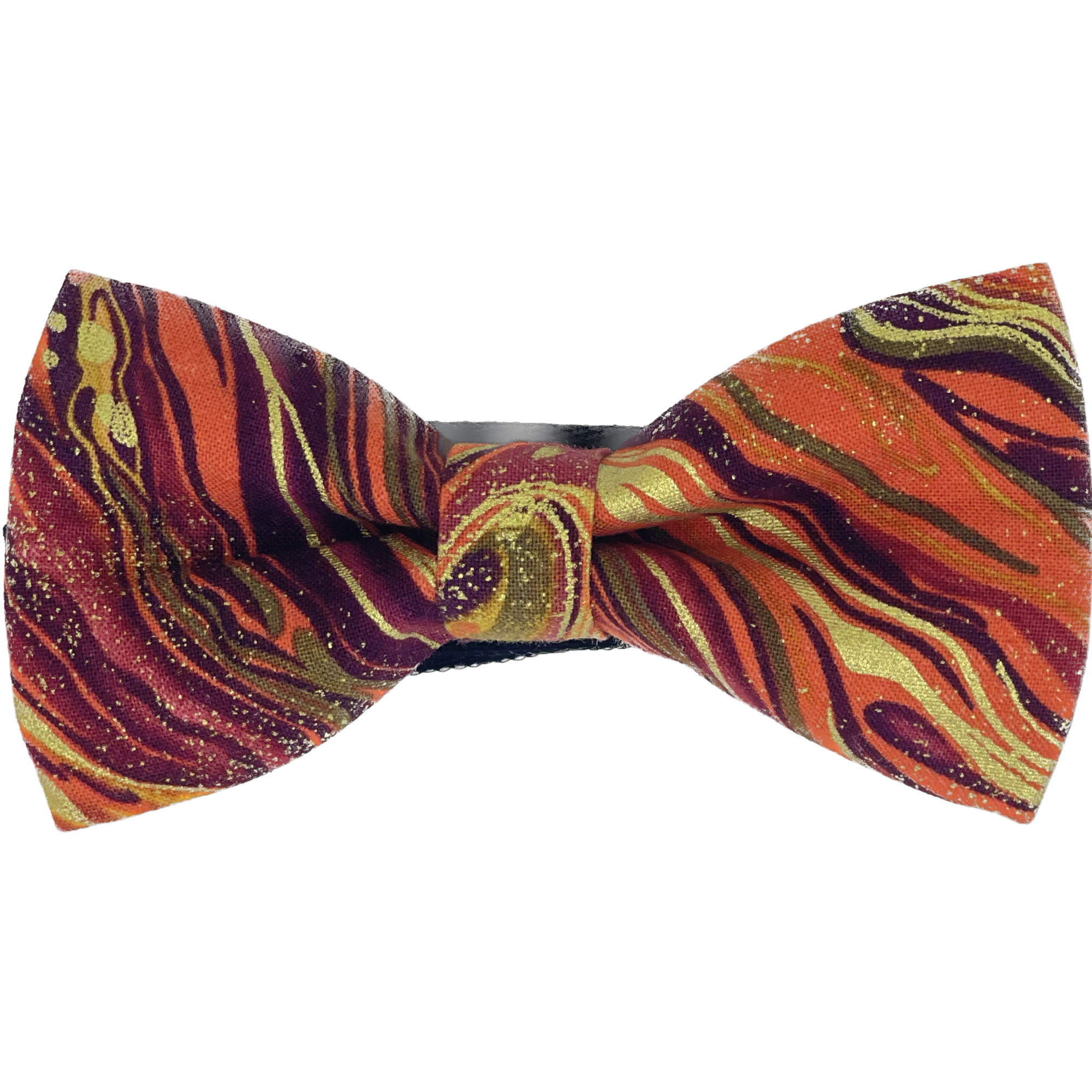 Noeud papillon en tissu japonais strates orange bordeaux beige et doré