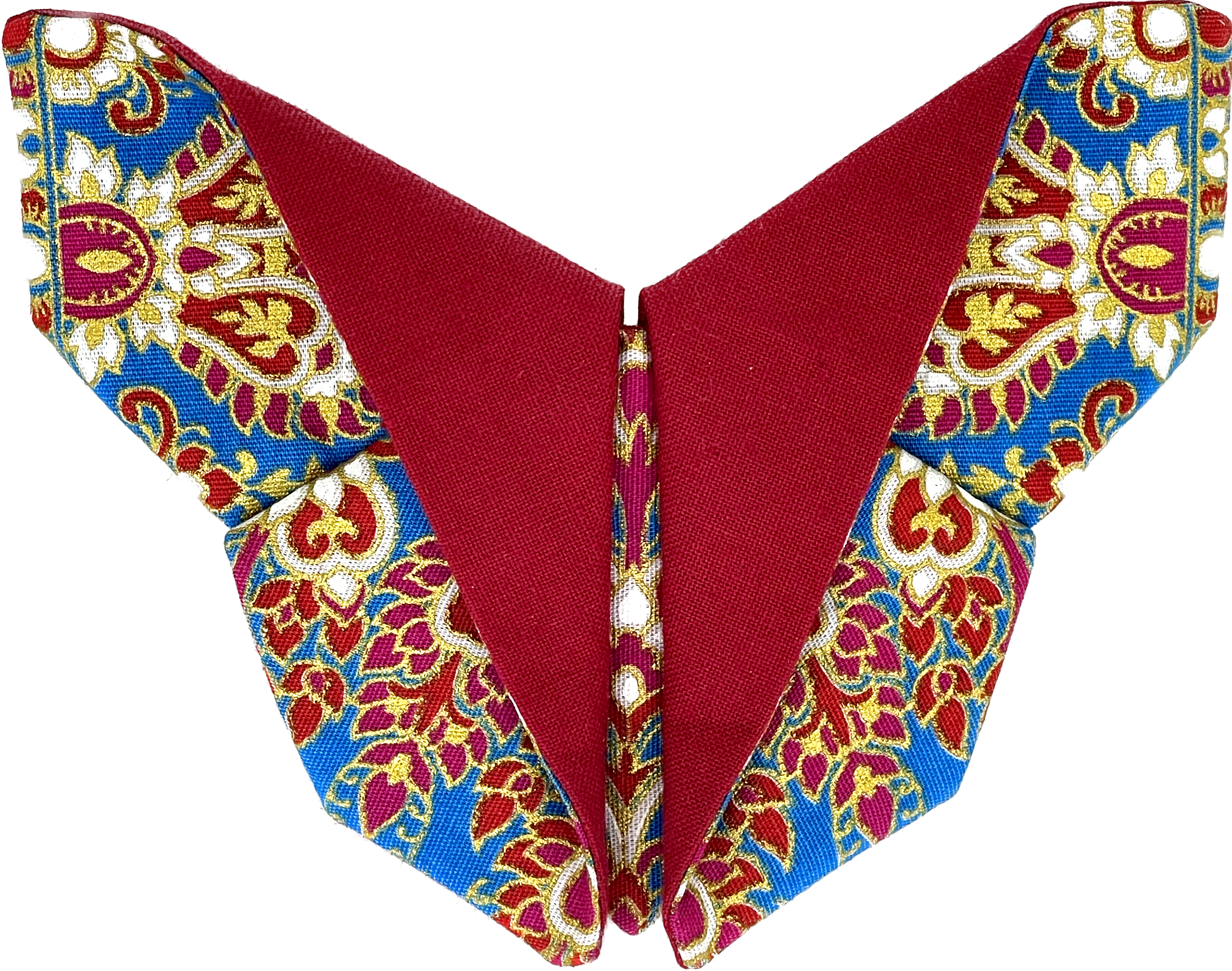 Grande barrette papillon Origami tissu thaïlandais bleu rouge rose blanc doré
