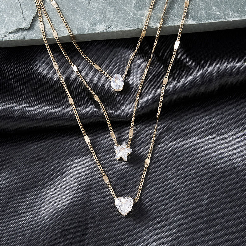 Thumbnail: Trendy Zircon Pendant Necklace For Women Multilayer Chain Choker Fashion Female 
