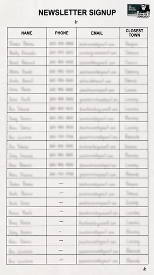 Sign Up Sheet Example
