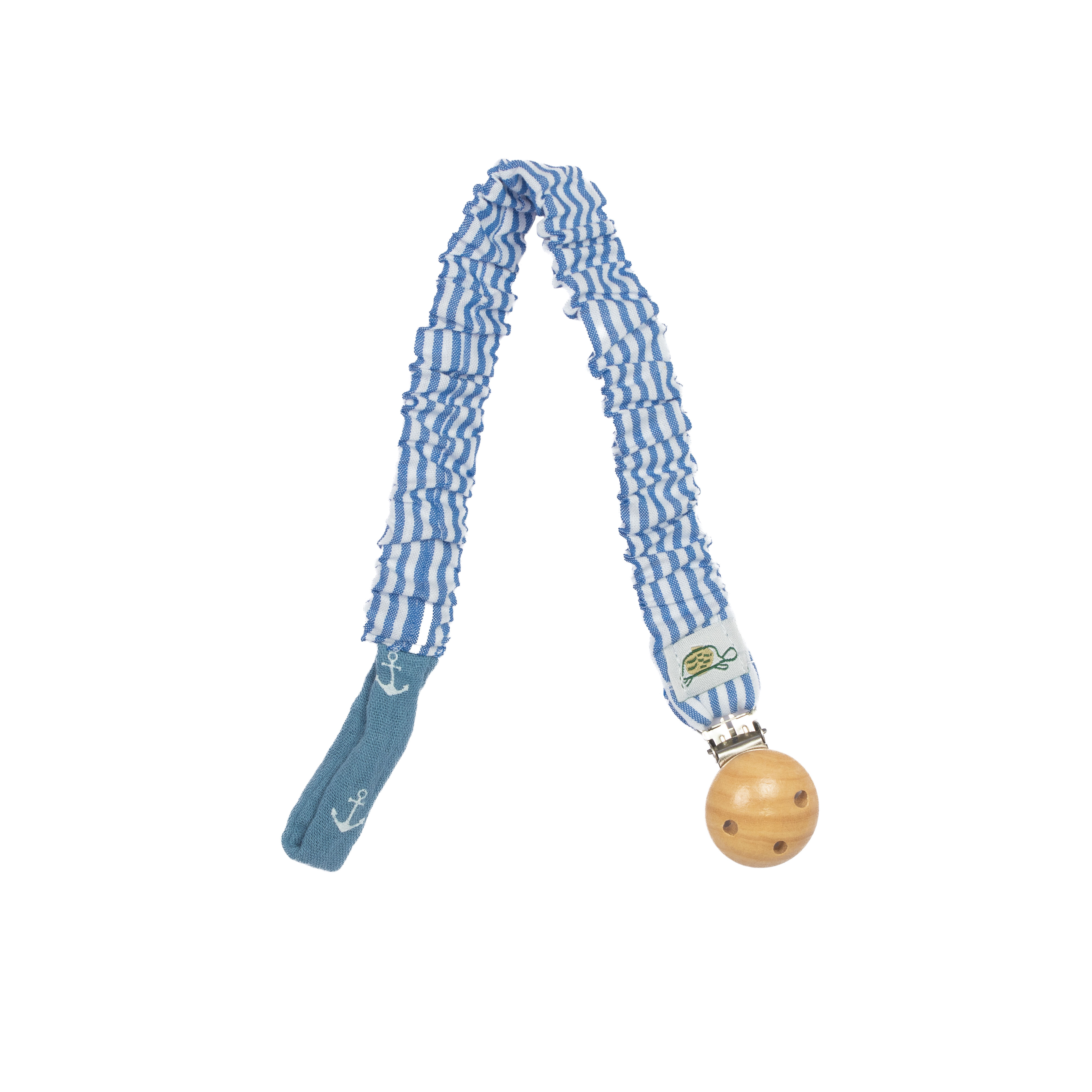 Blue Striped Pacifier Clip