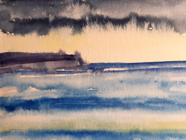 Sea Scape with Colour. 12.5 x 17.5cm, watercolour