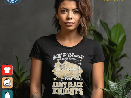 Just A Woman Who Loves Football And Army Black Knights Helmet Shirt