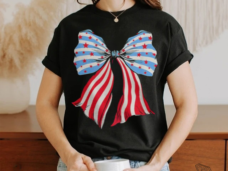 Retro American Flag Coquette Bow Patriotic 4Th Of July Women Women T shirt
