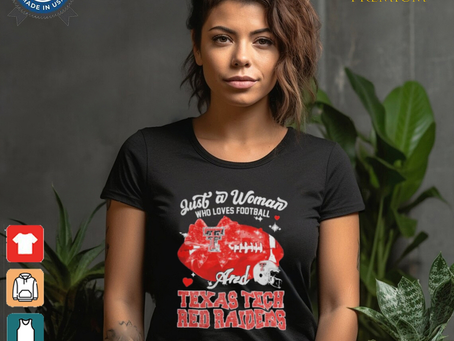 Just A Woman Who Loves Football And Texas Tech Red Raiders Helmet Shirt