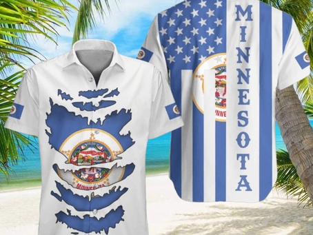 Minnesota Hawaiian Shirt Honor Flag State Of Minnesota Clothing Patriotic Apparel Unique
