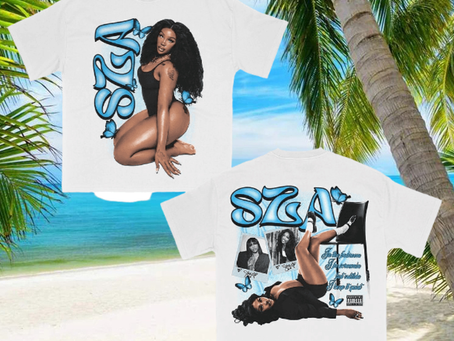 Casnafashion Sza Blue Graphic Tee shirt