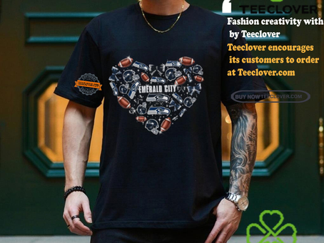 Seattle Seahawk Emerald City Football Lover Heart T Shirt