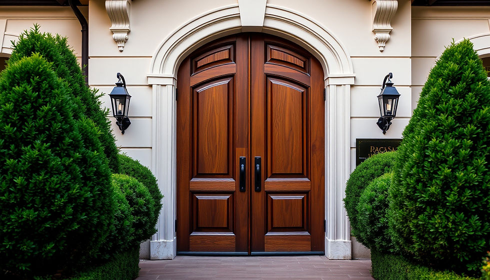 Eye-level view of a restored heritage home's ornate wooden door