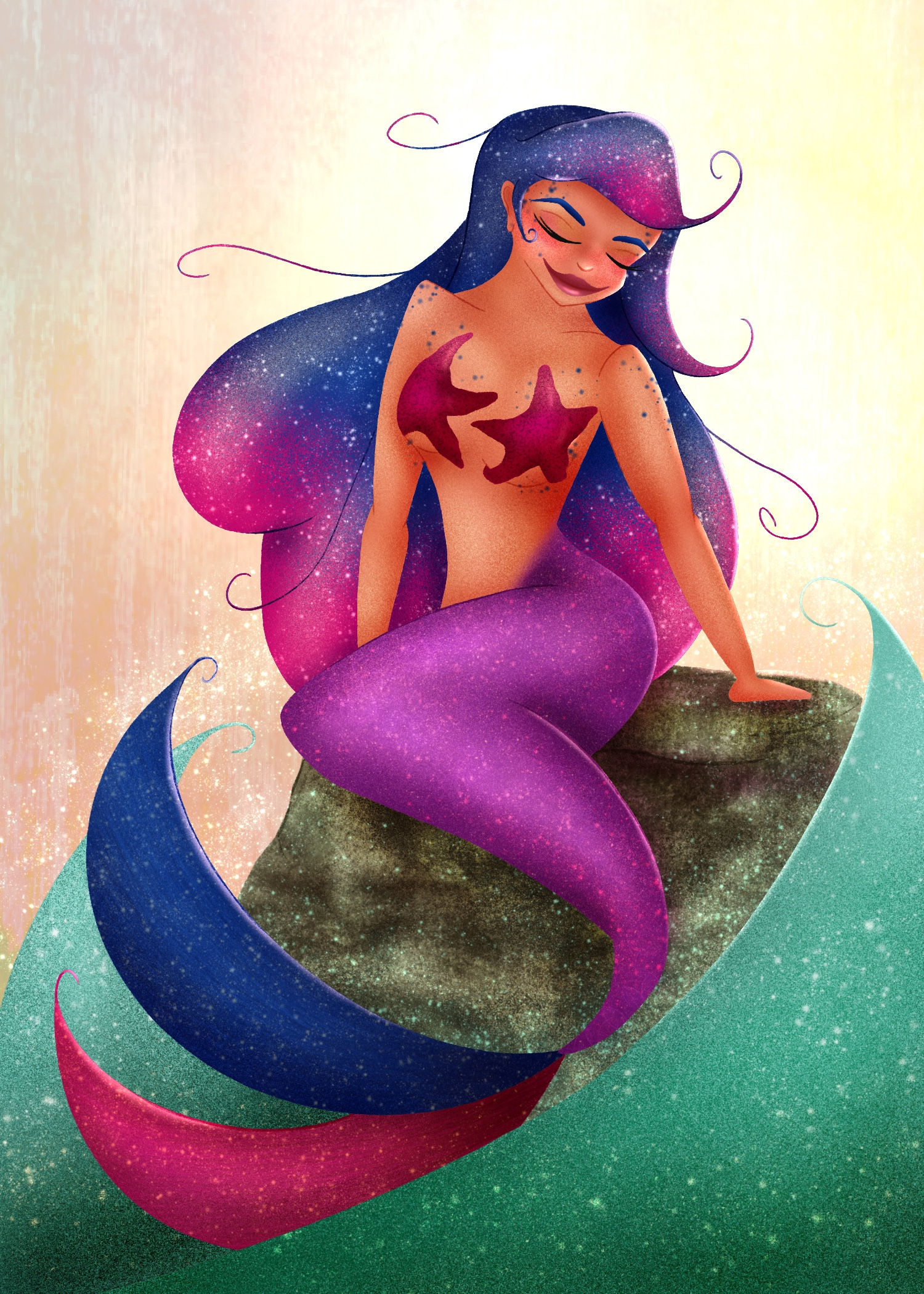 5 X 7 Pink and Blue Mermaid 2