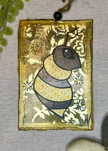 4" X 6" Mixed Media Bee