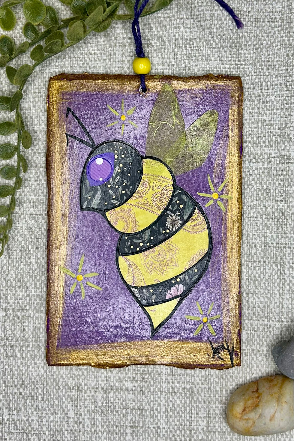 4" X 6" Mixed Media Bee
