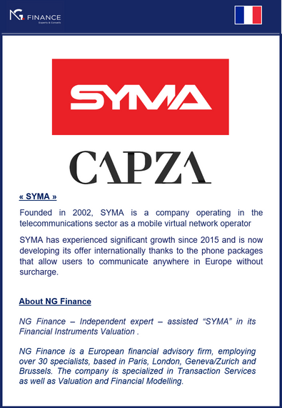 NG Finance assisted SYMA in its financial instruments valuation