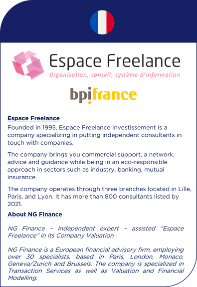 NG Finance assisted Espace Freelance in its company valuation