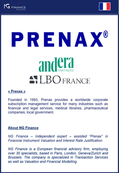 NG Finance assisted "Prenax" in its Financial Instruments Valuation and its Interest Rate 