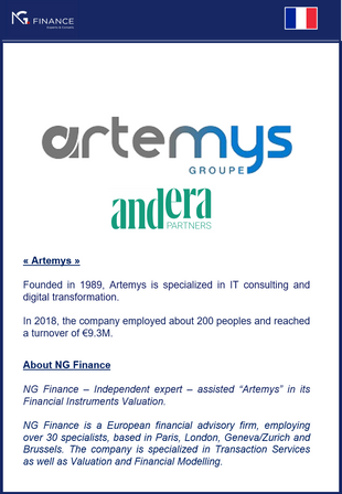 NG Finance assisted "Artemys" in its Financial Instruments Valuation.