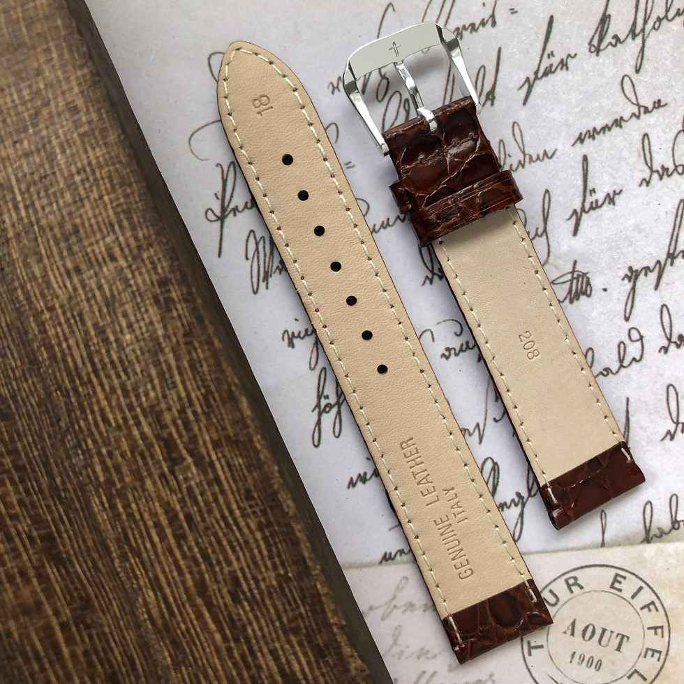 Thumbnail: Croco Genuine Grain Leather Watch Strap | BROWN - [CLEARANCE] [208]