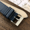 Thumbnail: Flat Stitched Grain Leather Watch Strap | BLUE [412]
