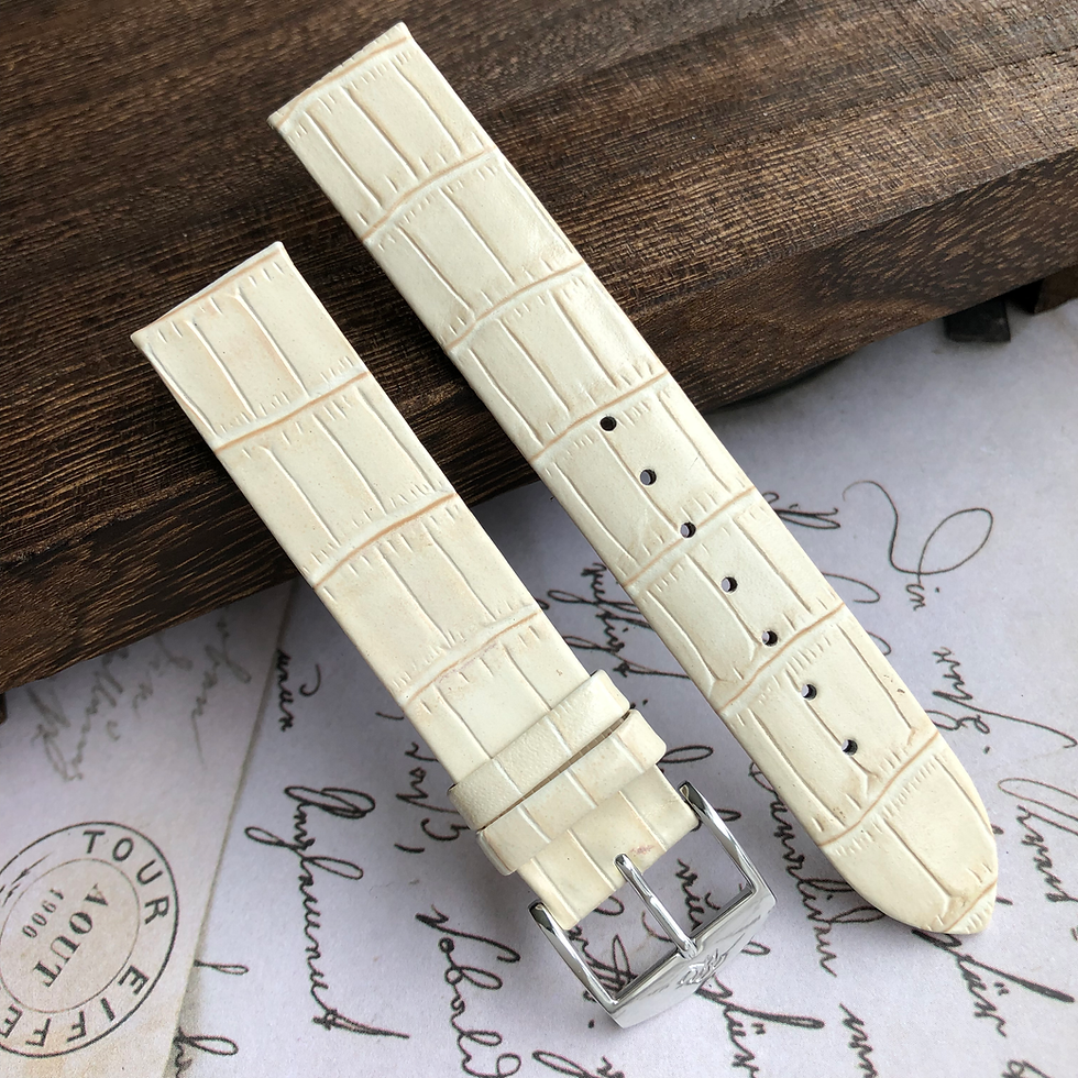 Thumbnail: Alligator Grain Leather Watch Strap | IVORY - [CLEARANCE] [6590613]