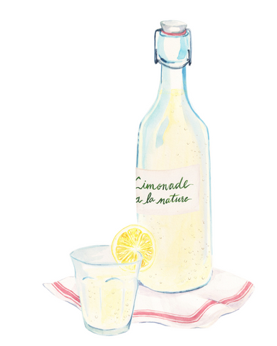 Aquarel illustratie door Kim Timmermans van een fles limonade