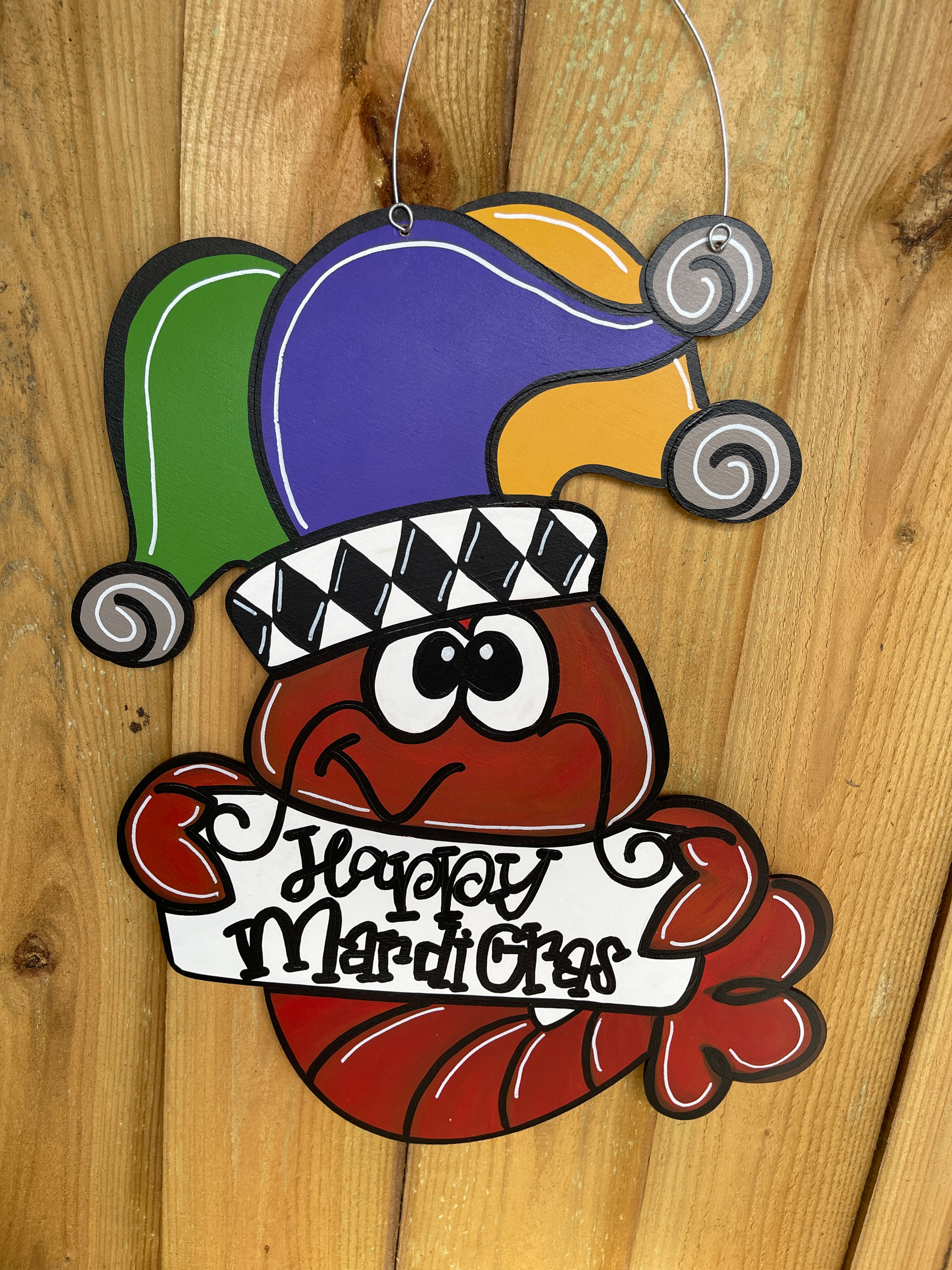 Mardi Gras Jester Crawfish Door Hanger