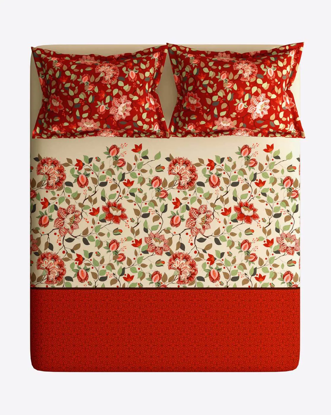 Portico Printed Super King Size Bedsheet with Pillow Covers