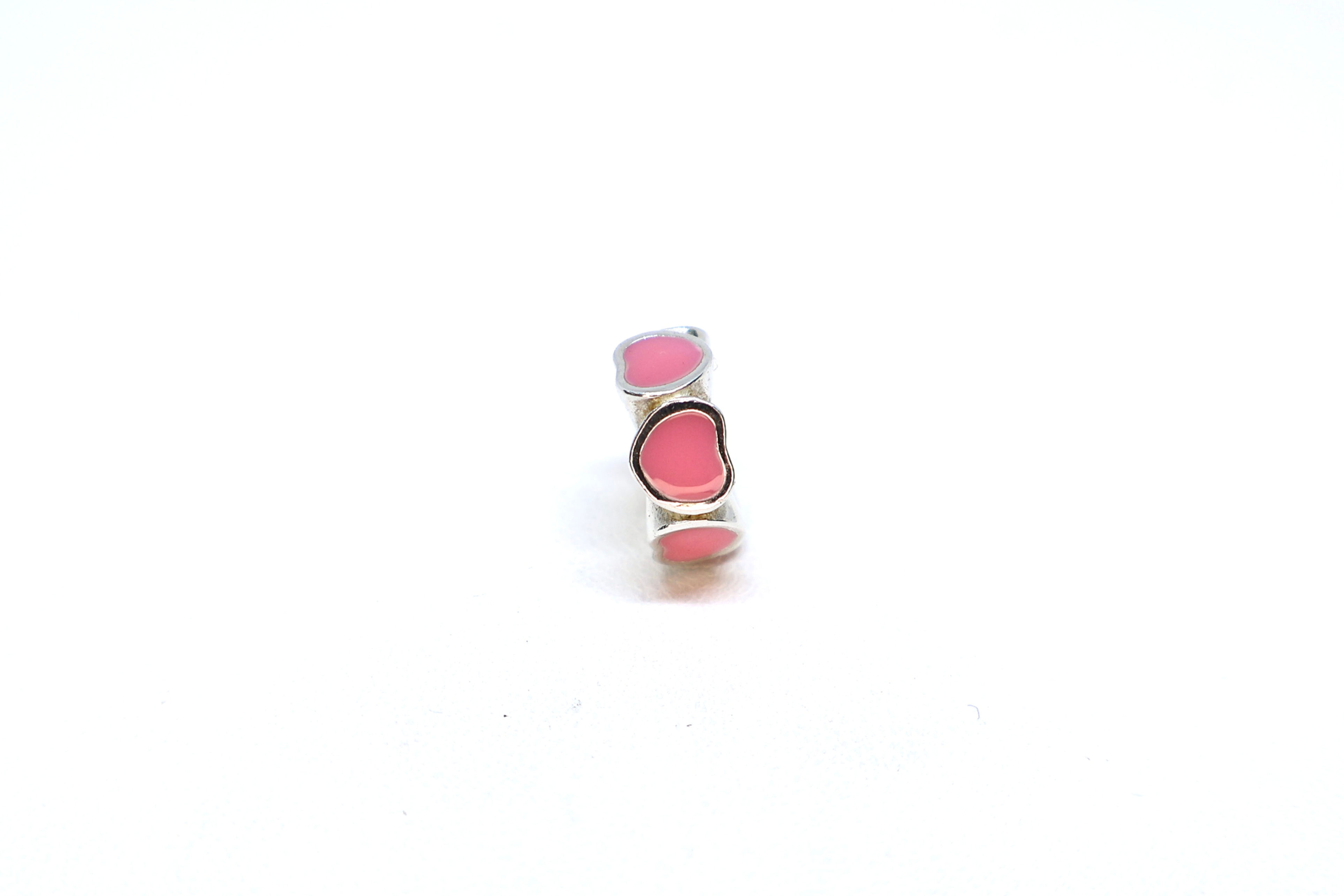 Charm Corações Rosa Prata 925