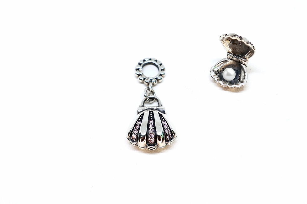 Miniatura: Charm Concha com Pérola Prata 925 & Zirconias 